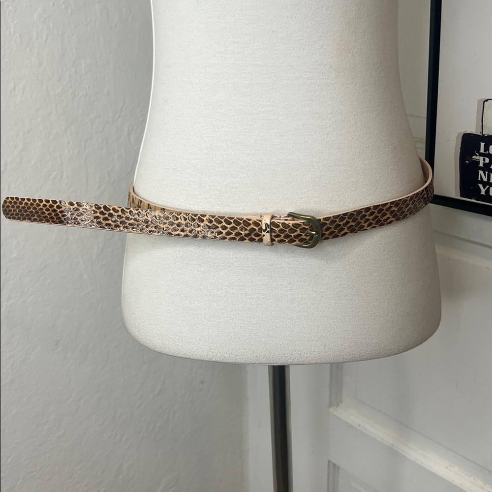 J. Crew Brown & Tan Snake Embossed Leather Belt Size M